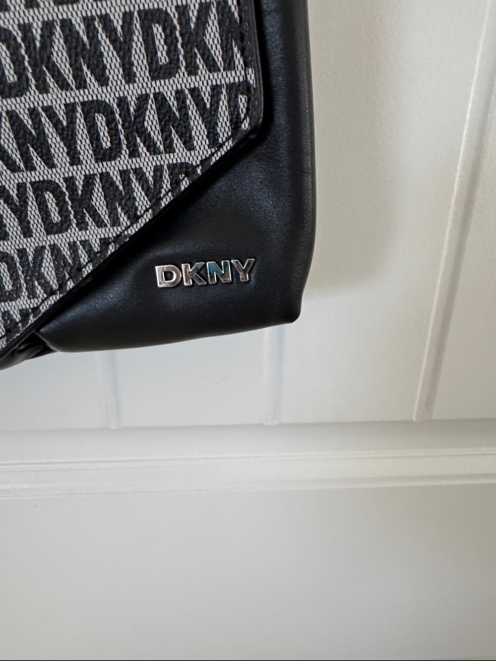 DKNY Black & Gray Logo Jacquard Crossbody Bag
